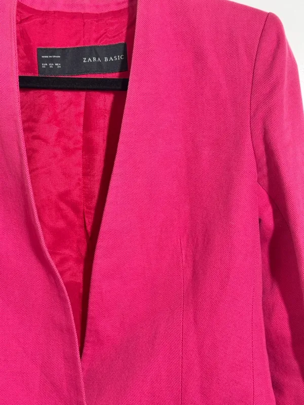 Zara Hot Pink Collarless Single-Button Blazer- made in Spain - Image 2