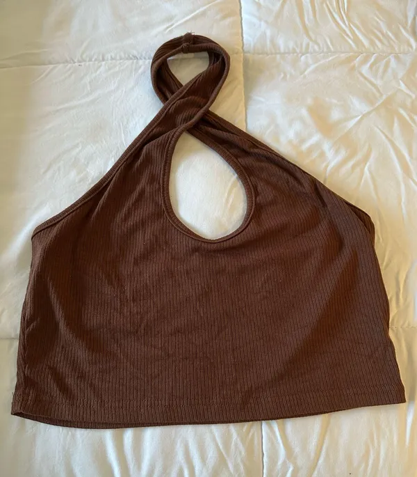 Keyhole Crop Top Brown Size M - Image 3