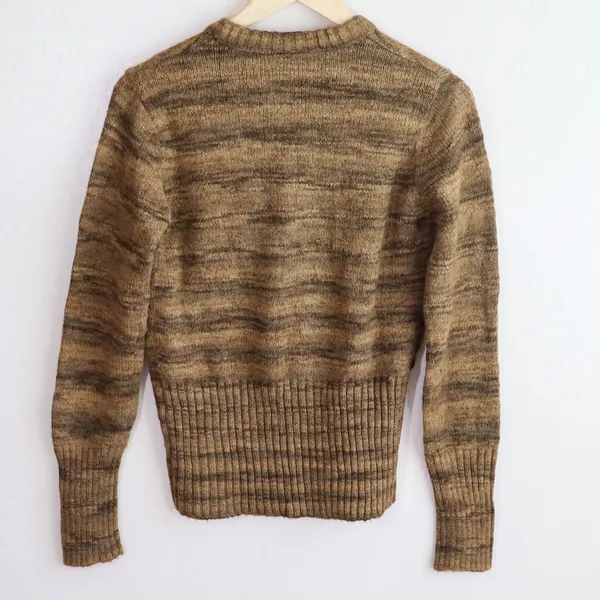 Vintage Columbia Wool Blend Knit Sweater Brown Striped‎ Womens Medium - Image 3