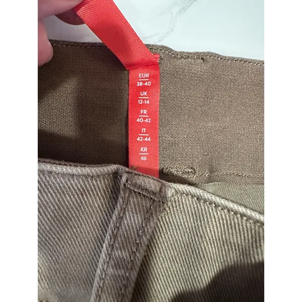 SPANX Twill Cropped Pants Wide Leg Smoke Brown High Rise Medium Pockets Stretch - Image 4