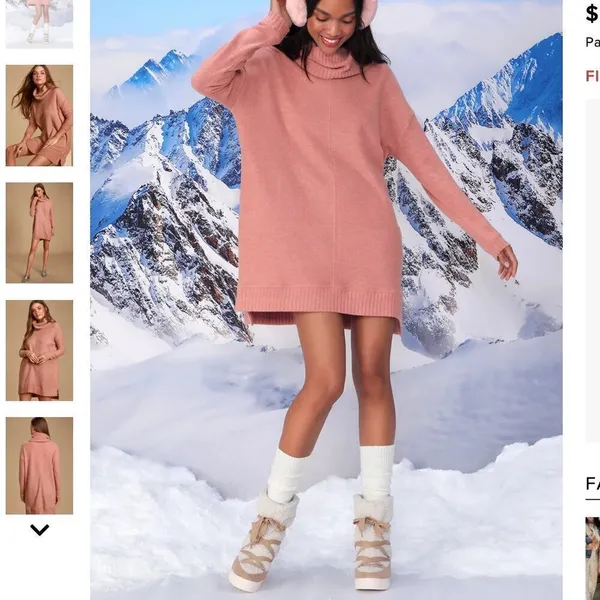 NWT * LULU'S Autumn Daze Mauve Pink Cowl Neck Long Sleeve Sweater Dress - Image 2
