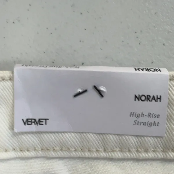 NWT Vervet Norah Colorblock Straight Leg Jeans Blue White Distressed Size 32 - Image 6