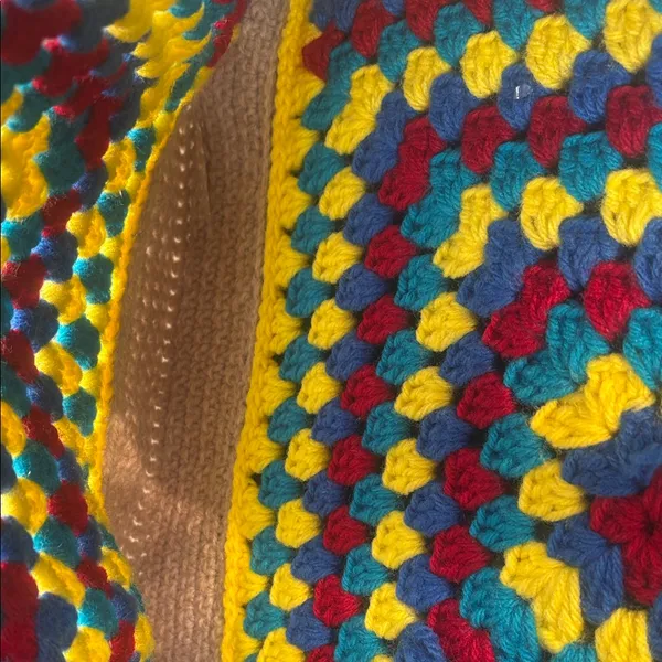 Handcrafted Multicolor Crochet Shoulder Bag Yellow - Image 6
