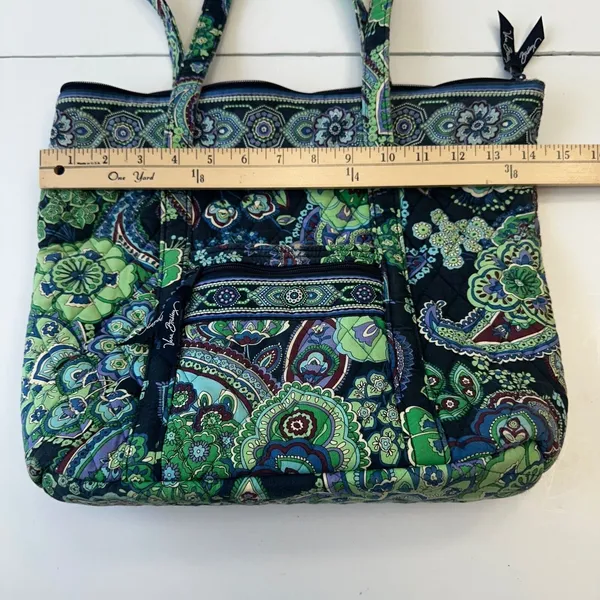 Vera Bradley Tote‎ Bag Quilted Floral Lightweight Travel Carry On Green - Image 8