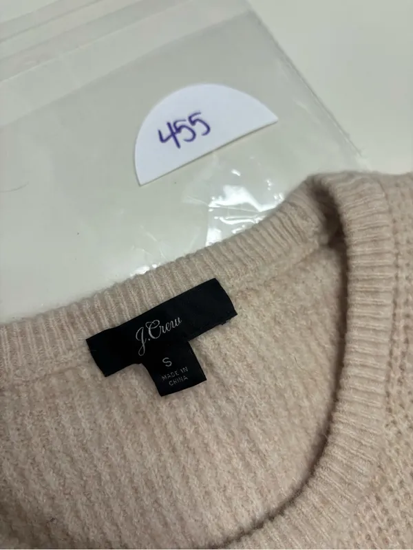 J.Crew Beige Waffle Knit Crewneck Sweater Women's Size Small Alpaca Merino Wool - Image 6