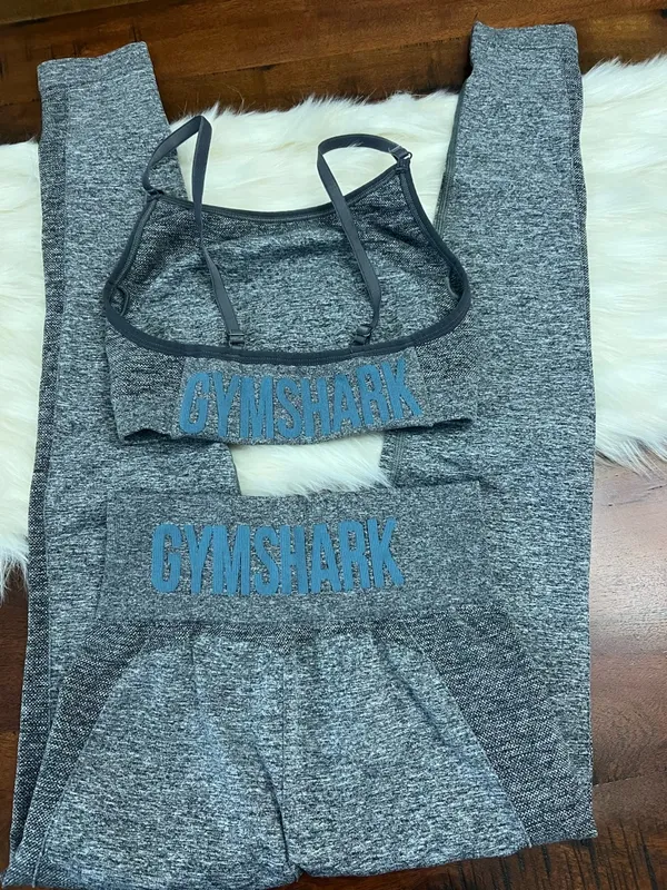 Gymshark Seamless Set Small Gray Marl Leggings & Sports Bra Matching - Image 2