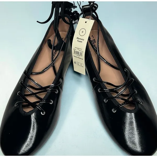 No Boundaries Corset Ballet Flats Black Lace Up Ankle Tie Womens Shoes Sz 7 NWOB - Image 7