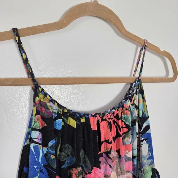 Lucy & Laurel Floral Maxi Dress Watercolor Sleeveless Vacation Braided XL - Image 9