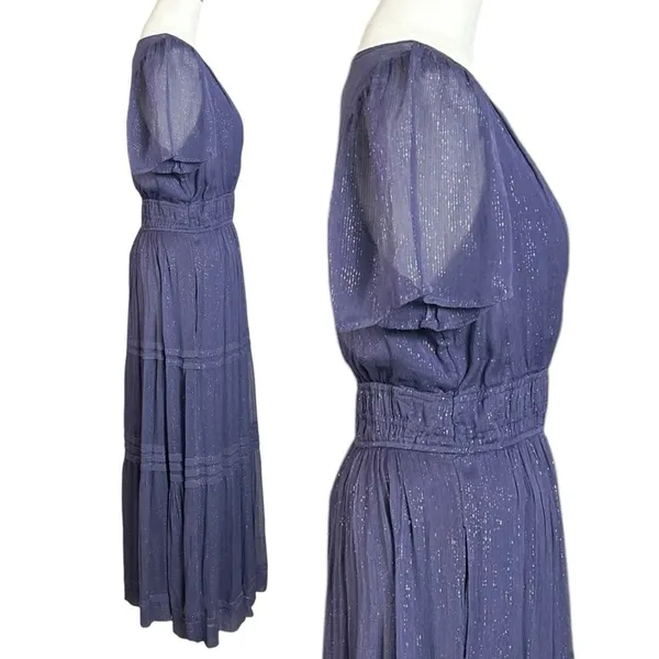 Anthropologie The Somerset Maxi Dress Lurex Edition Medium Plum Dust Shimmer - Image 9
