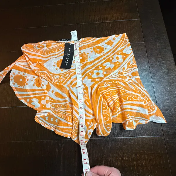 La‎ Blanca Orange Paisley Mesh Sarong Swim Cover Up Skirt W-31981C5 Large - Image 10