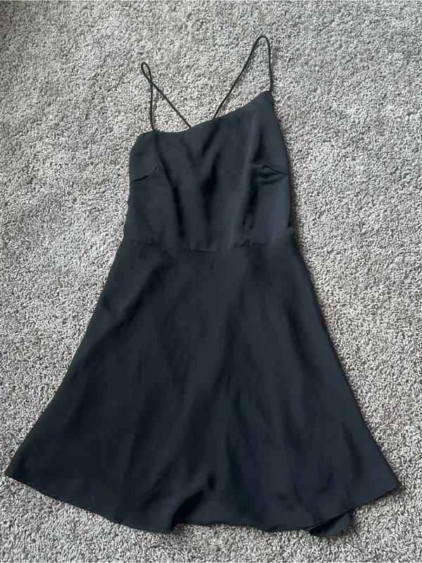 Le Lis Black Slip Mini Dress with Spaghetti Straps - Image 2