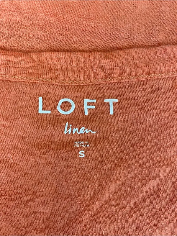 Ann Taylor 100% Linen Coral Orange Sleeveless Blouse Top S - Image 4