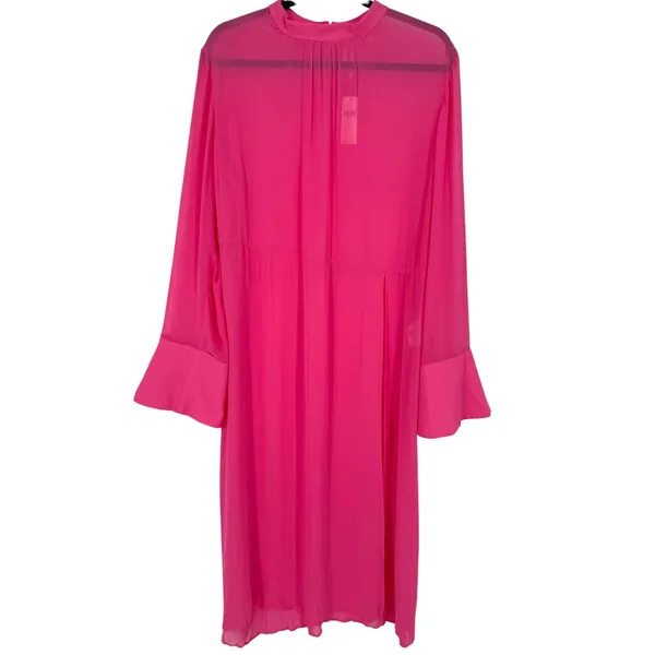 NWT Anthropologie‎ Womens Long Sleeve Sheer Tunic Dress Pink Bell Sleeve Size XL - Image 5