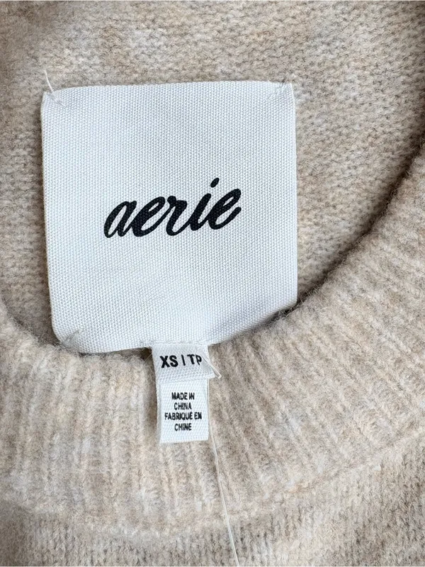 aerie Ribbed Cream Knit Sweater NWT XS - Image 4