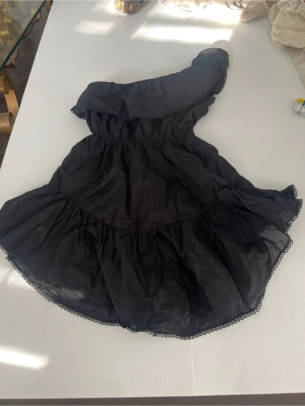 Free People Lovers Lane Mini Dress Black size M Shoulder Black Ruffle Summer - Image 4