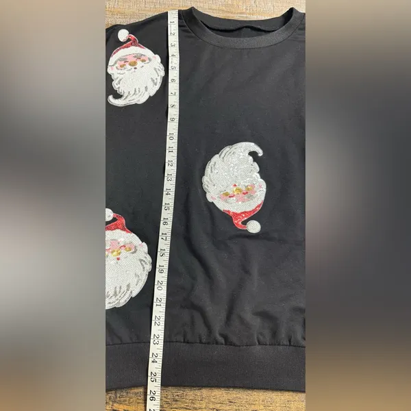 Black Santa Claus Sequined long sleeve top - Image 6