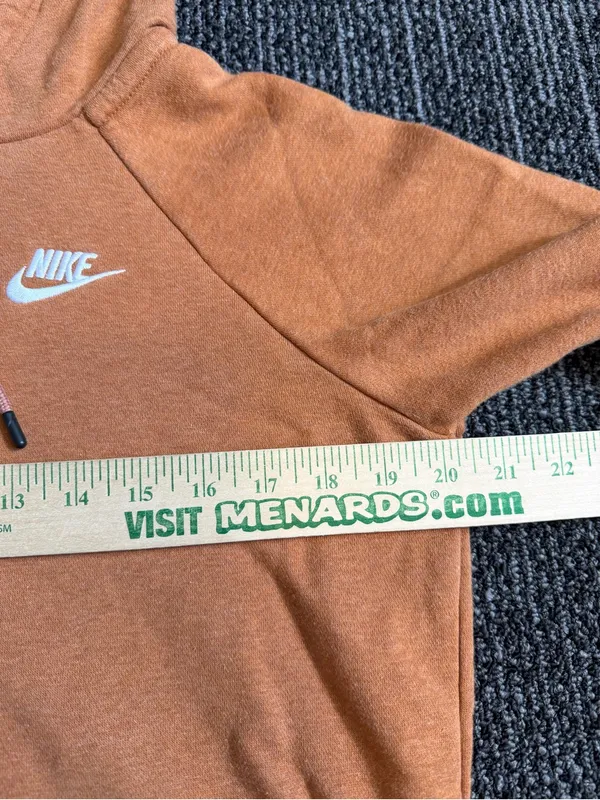 Nike Rust Orange Pullover Hoodie with Drawstring Small - Image 2