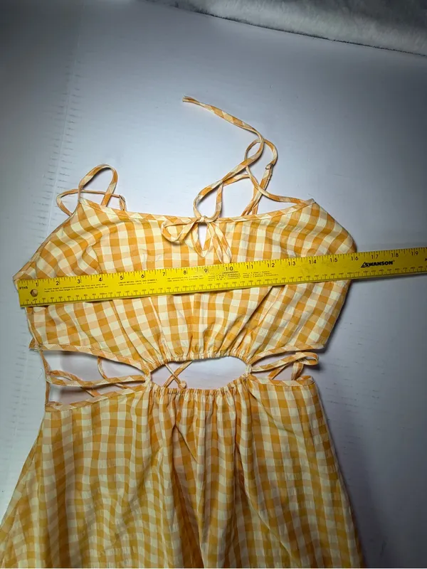 Yellow Gingham Cutout Tie - Image 3