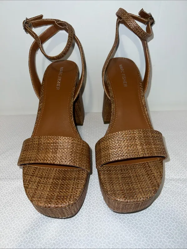Marc Fisher Brown Woven Platform Block Heels - Image 2