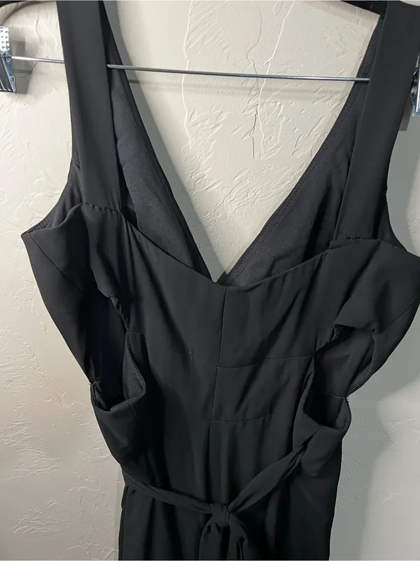 Morilee Madeline Gardner 21681 Black Cutout Tie Waist Slit Chiffon Maxi Dress - Image 8
