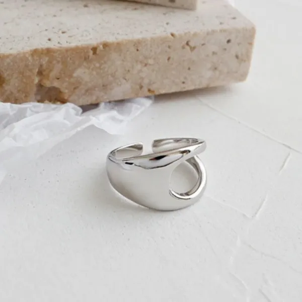 Boutique NEW Polished 18k‎ White Gold Geometric Ring - Image 2