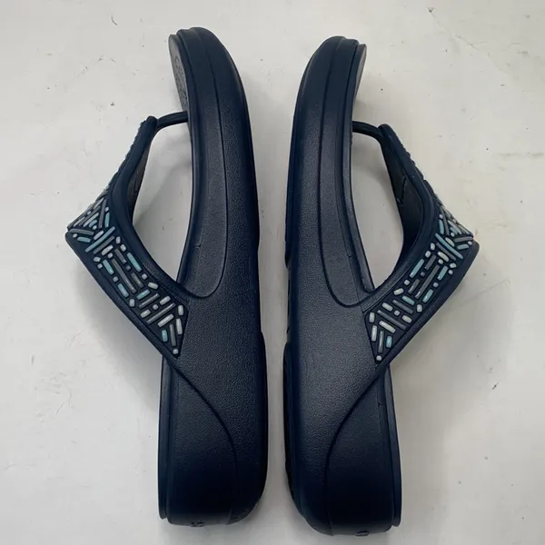 CROCS Women’s Monterey Beaded Wedge Flip Sandals Navy Blue S-606 Size 10 - Image 8
