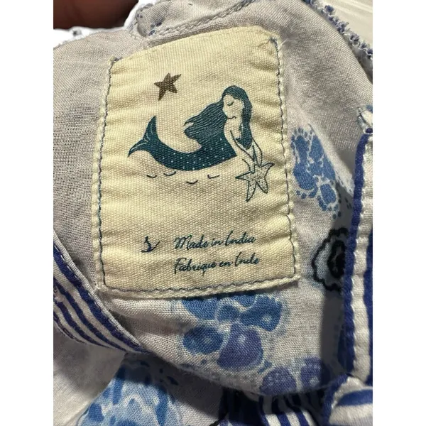 Anthropologie MERMAID Small Floral Sea Holly Tunic Top‎ Stripes Beach Summer F10 - Image 3