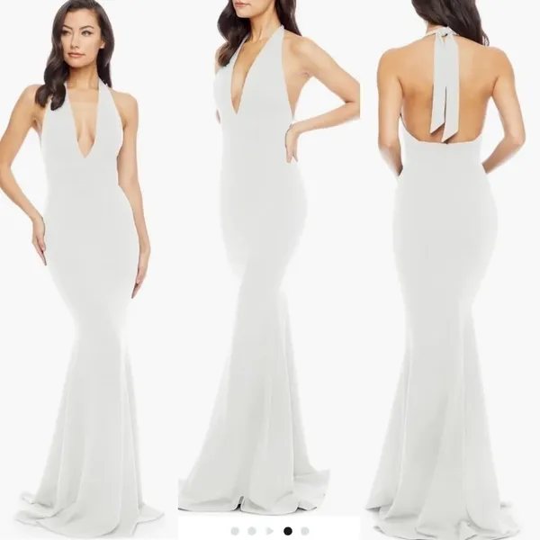 NWOT Dress The Population Camden Mermaid Hem halter white Gown sz XS - Image 2