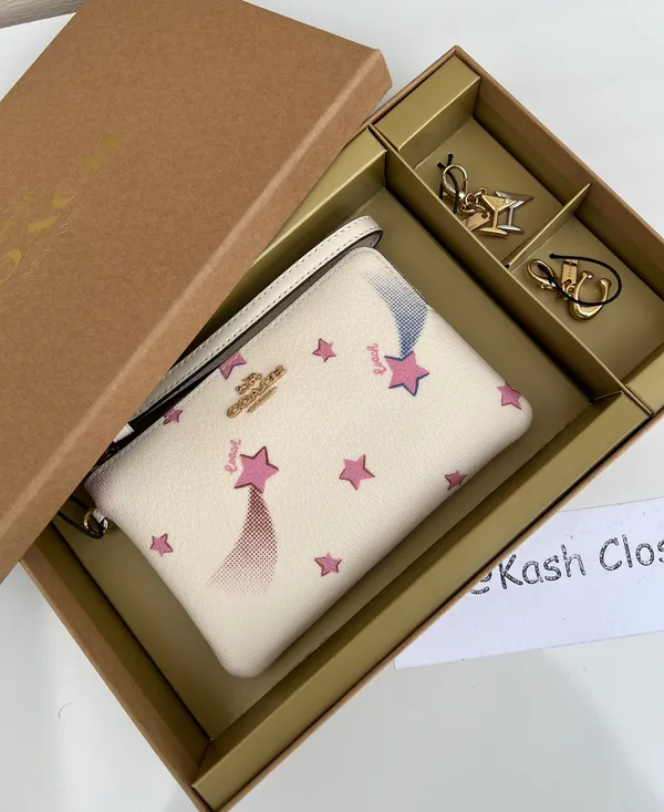 Coach Boxed Corner Zip Wristlet With Disco Star Print - Image 3