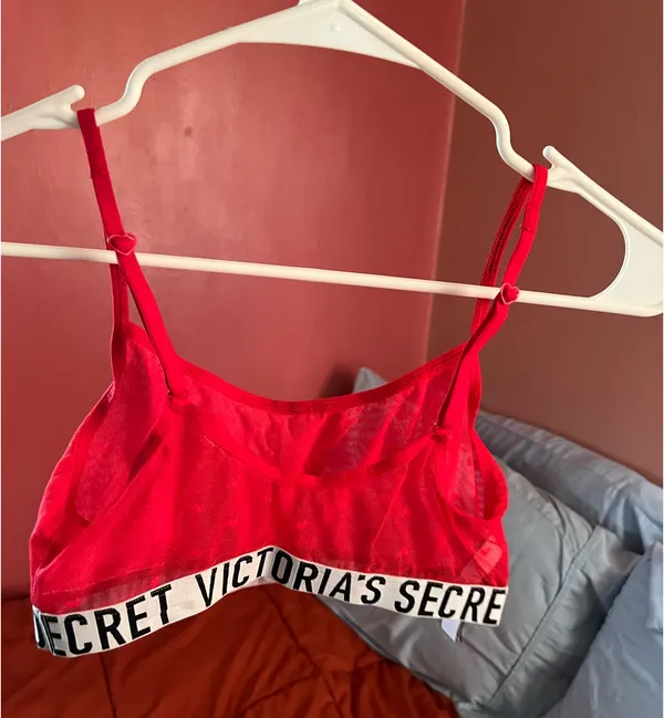 Victoria's Secret Red Mesh Bralette Hearts - Image 2