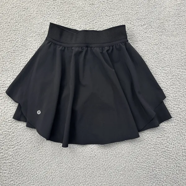 Lululemon Court Rival High Rise Skirt Skort Black Athletic Tennis Women's 2 Tall - Image 2