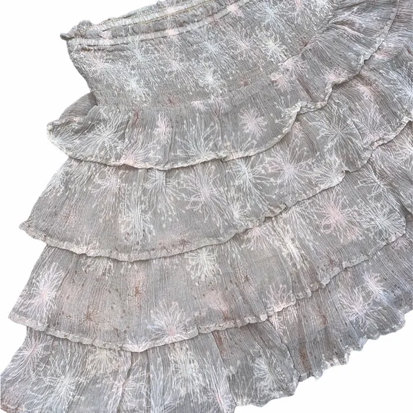Chan Luu tan floral ruffle skirt size medium - Image 2
