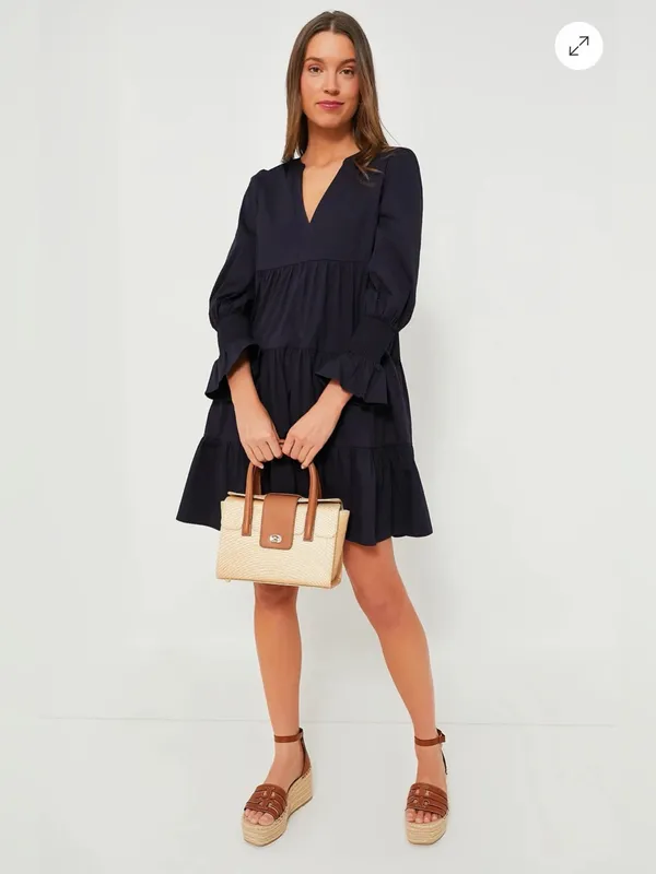 Pomander Place Navy Cotton Poplin Kenzo Dress M - Image 6