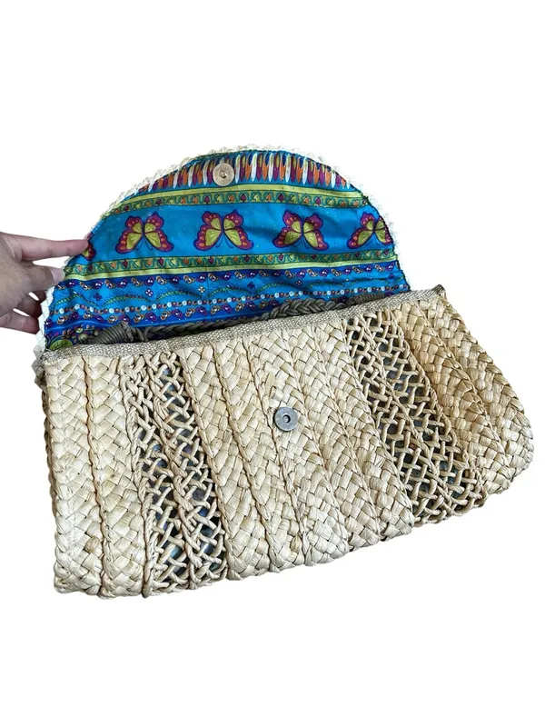 Raffia Straw Woven Crossbody Envelope Clutch Bag Beach Vacation Boho - Image 2
