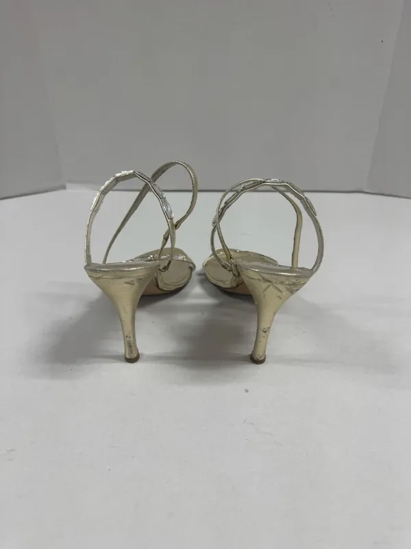 Stuart Weitzman Metallic Gold Leather‎ Strappy Sandals - Size 8. - Image 5