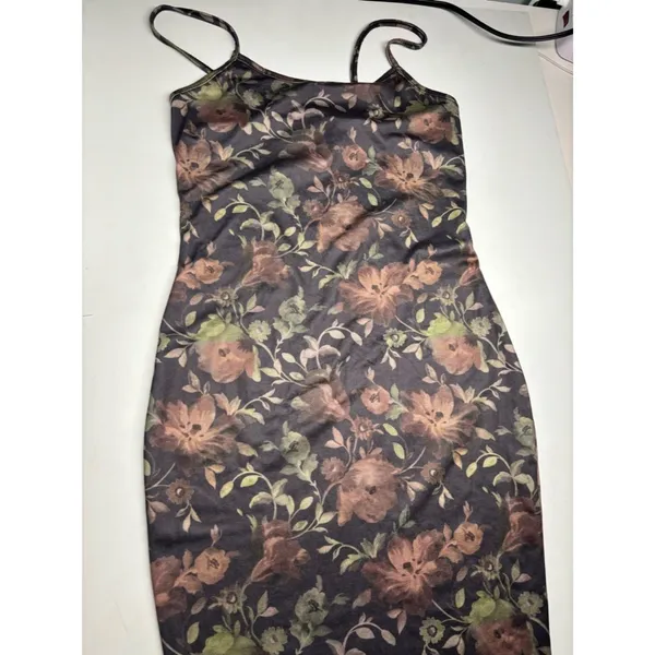 ROMWE Floral Lace Hem Maxi Slip Dress XS 90s Vintage Grunge Academia Cottagecore - Image 3