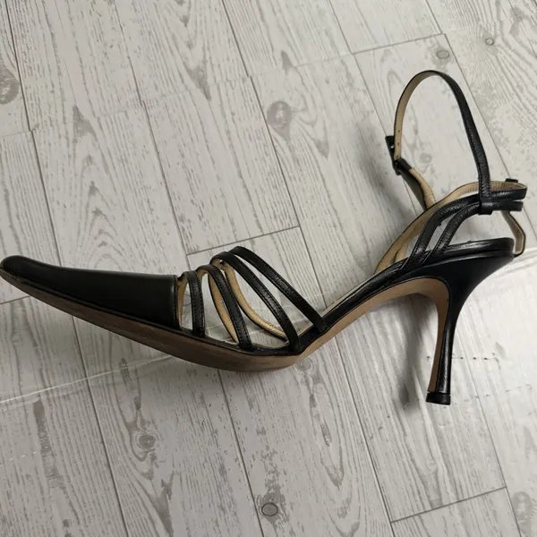 00s Y2k‎ JIMMY CHOO Black Strappy Cut Out Pointed Toe Stiletto Heeled Shoes 38.5 - Image 10
