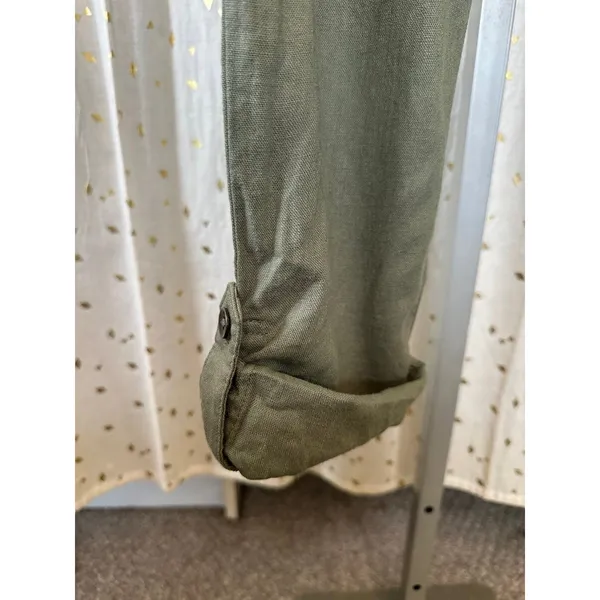 NWT Roxy On The Seashore Olive Linen Blend Pull On Pockets Slouchy Pants M - Image 3
