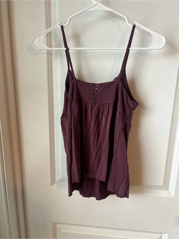 American Eagle Women’s Spaghetti Strap Lace-Up Cami Tank Top - Plum- NWT - Image 5