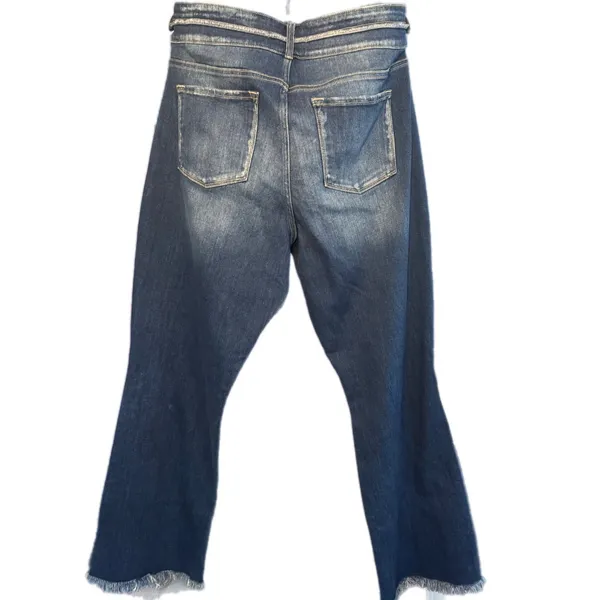 KanCan High Rise Double Button Raw Hem‎ Wide Leg Jeans Size 18 Stretch - Image 3