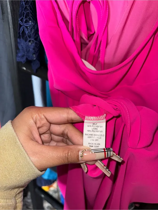 Amanda Uprichard Jasalina Hot Pink Satin Maxi Dress Womens Small EUC - Image 10
