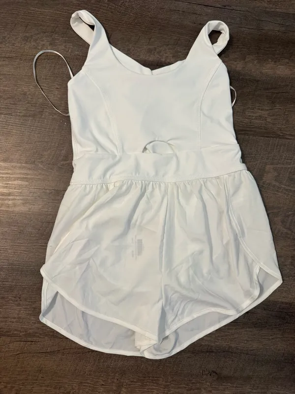 White Cutout Tank Romper - Image 2