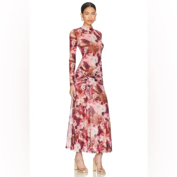 NWT Bardot Lea Tie Dye Mesh Long Sleeve Dress Extra Small - Image 3