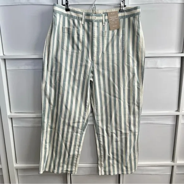Madewell The Perfect Vintage Wide Leg Crop Pant in Stripe Size 33 NWT - Image 4