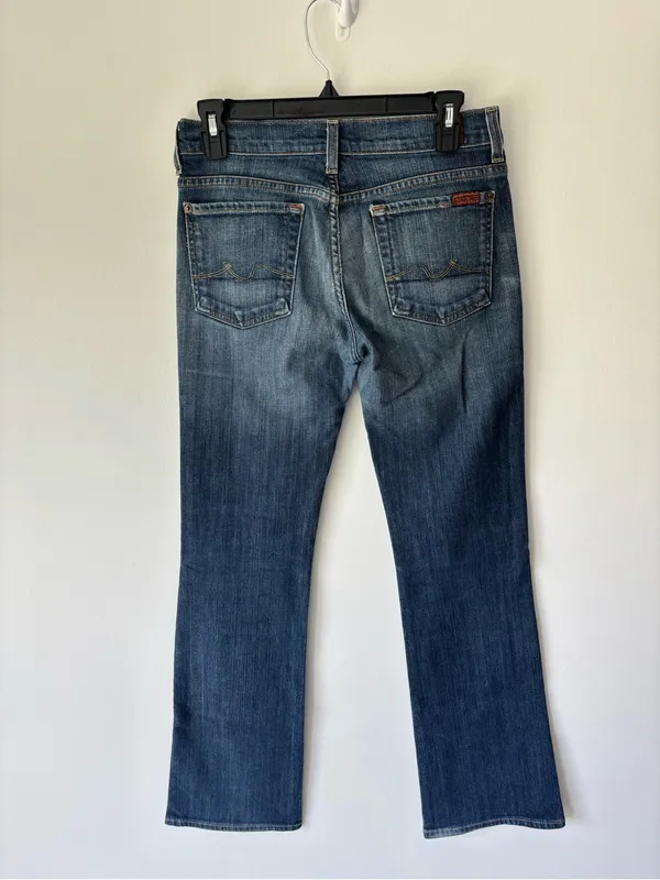 7 For All Mankind Boycut Jeans Boyfriend Fit Bootcut Straight Leg Medium Wash - Image 7