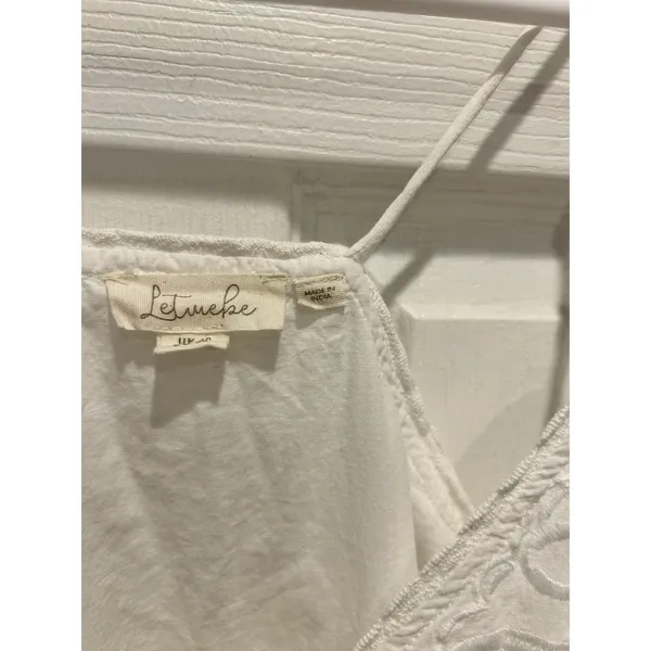 Anthro Let Me Be White Eyelet‎ Embroidered Peplum Cami Top Boho Cotton Sz 6 - Image 7