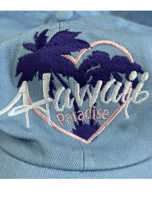 Light Blue 'Hawaii Paradise' Embroidered Hat - Image 2
