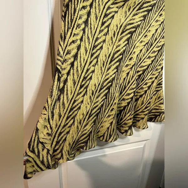 Vintage Lauren Ralph Lauren Khaki Black Batik Tropical Palm Leaf Print Skirt - Image 5