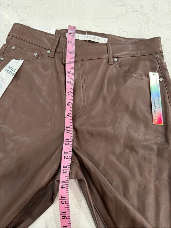 Tinseltown Brown Faux Leather Cropped Jeans - Image 11