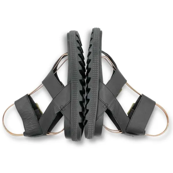Sorel Roaming T-Strap Buckle Sandals Size 5.5 Black Leather Strappy Rugged Sole - Image 11